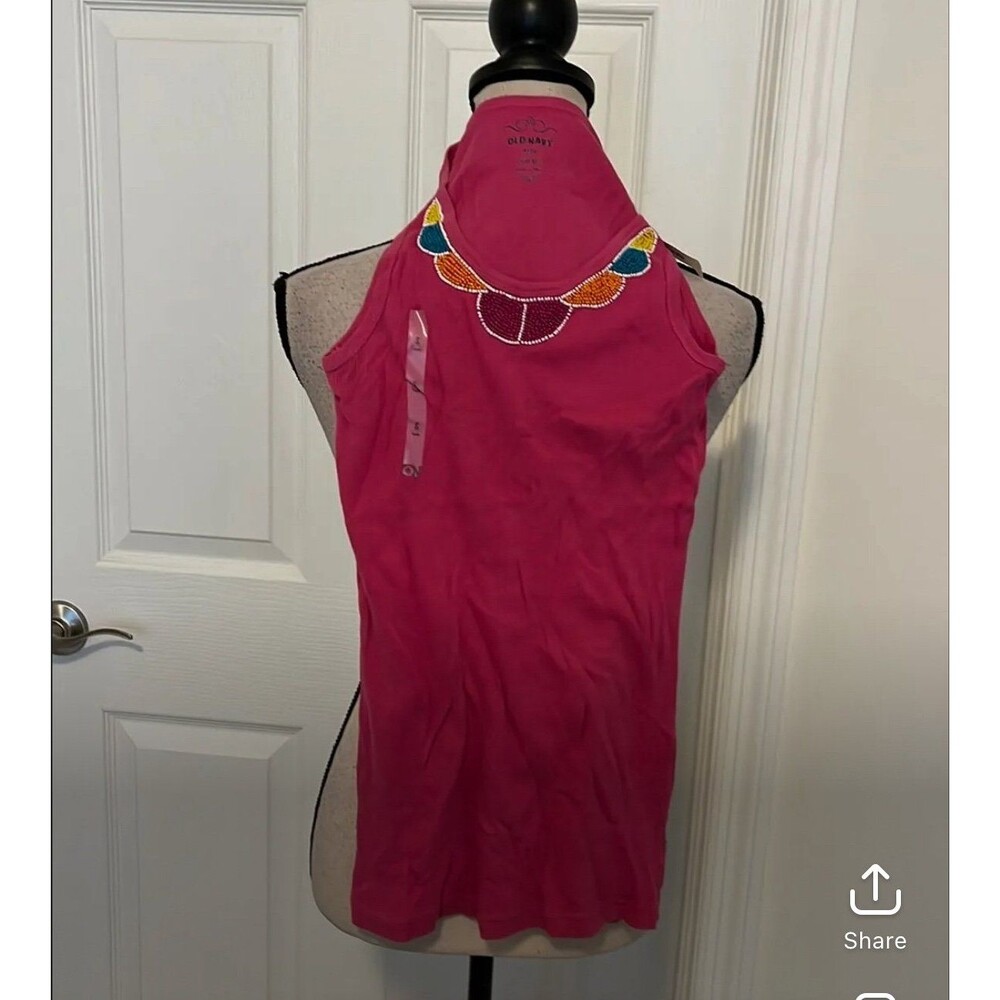NWT small pink tank top old navy beaded 1549